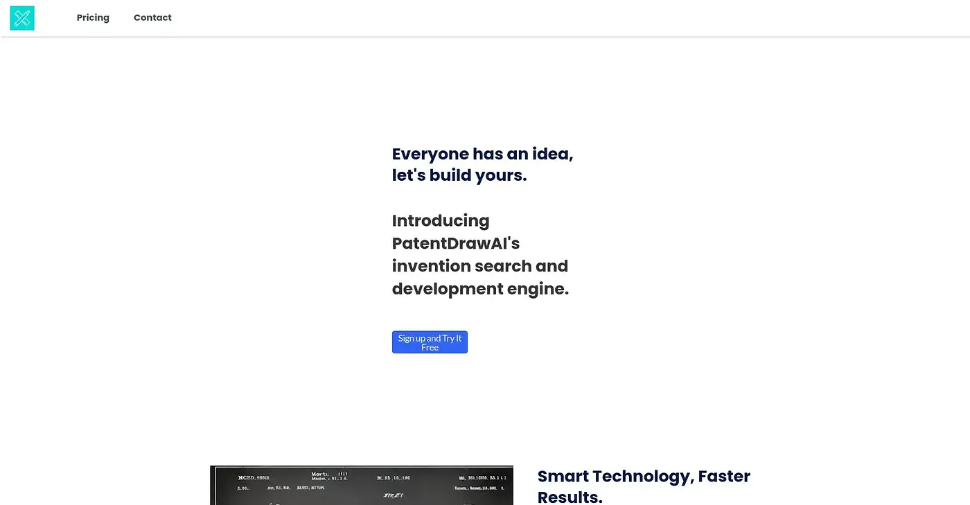 Screenshot of Patent Draw AI