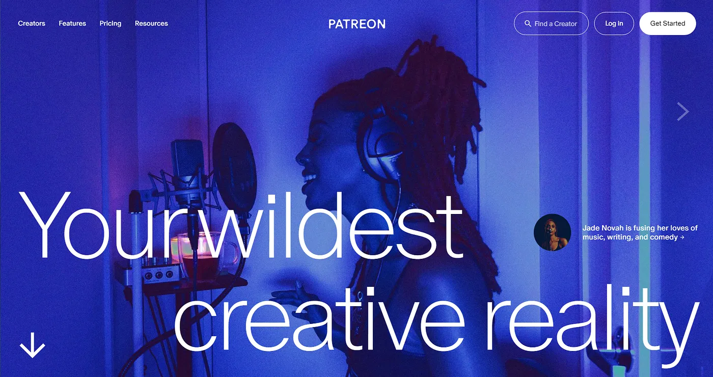Screenshot of Patreon