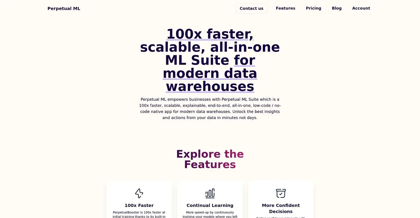 Screenshot of Perpetual ML