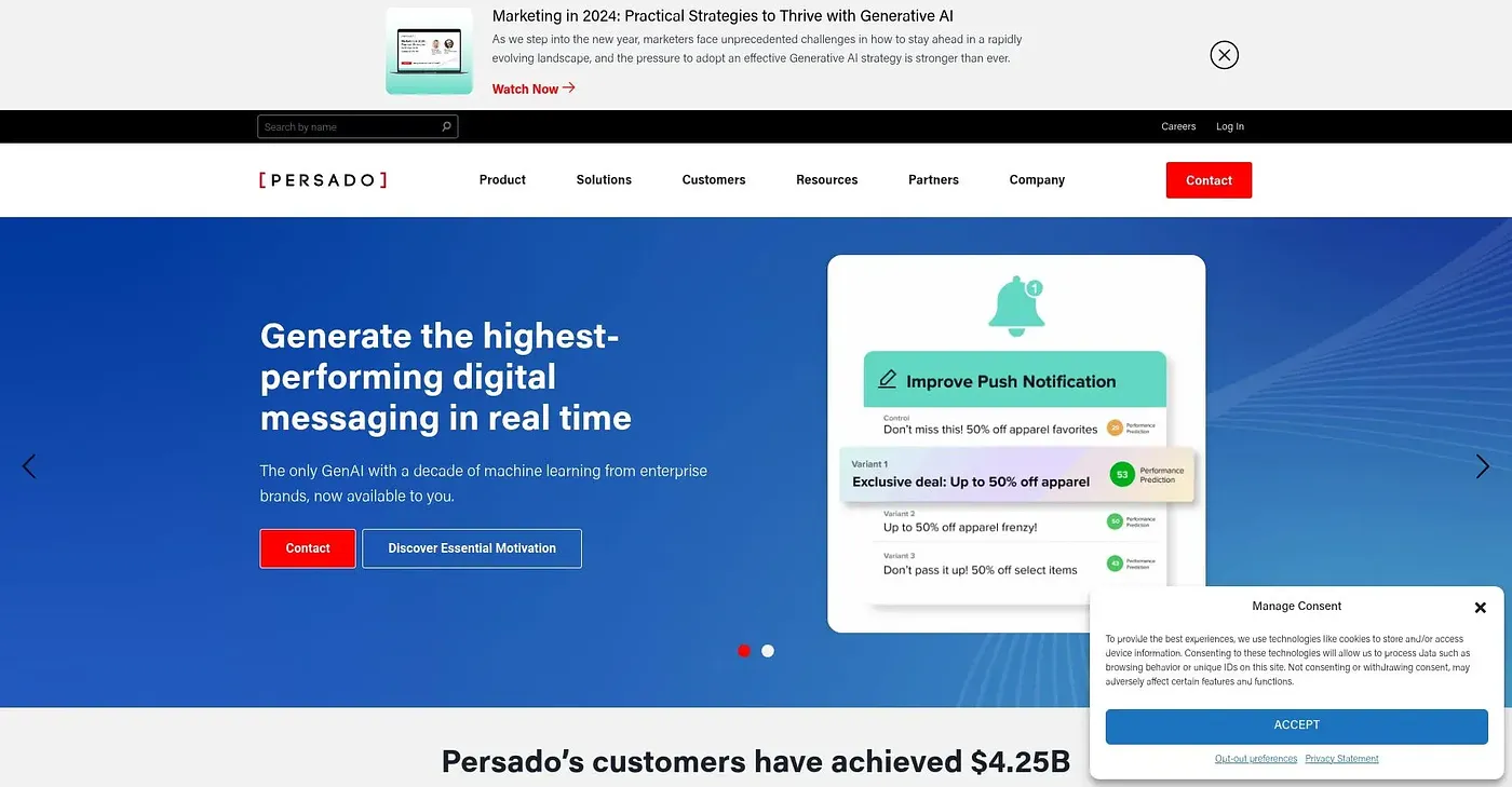 Screenshot of Persado