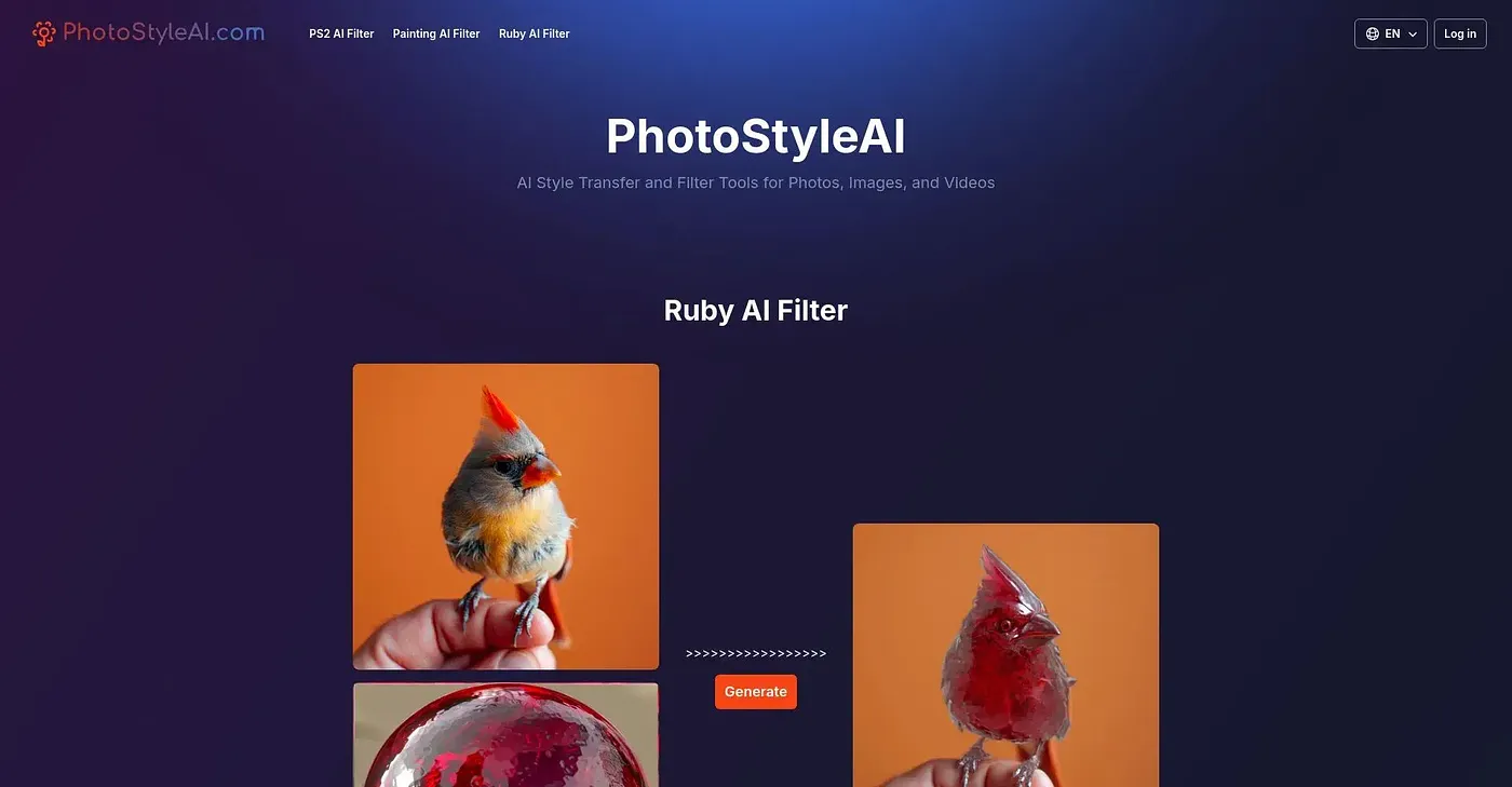 Screenshot of PhotoStyleAI