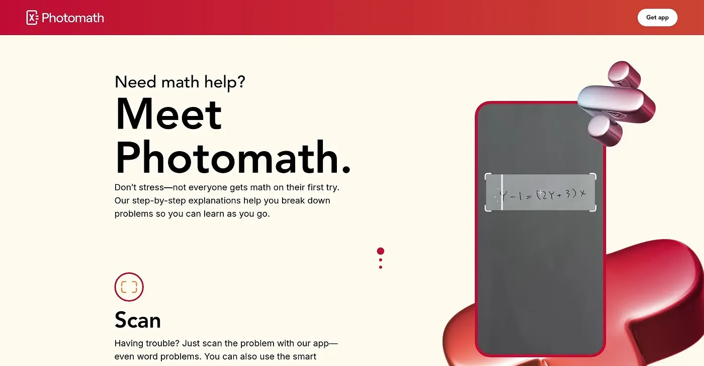 Screenshot of Photomath