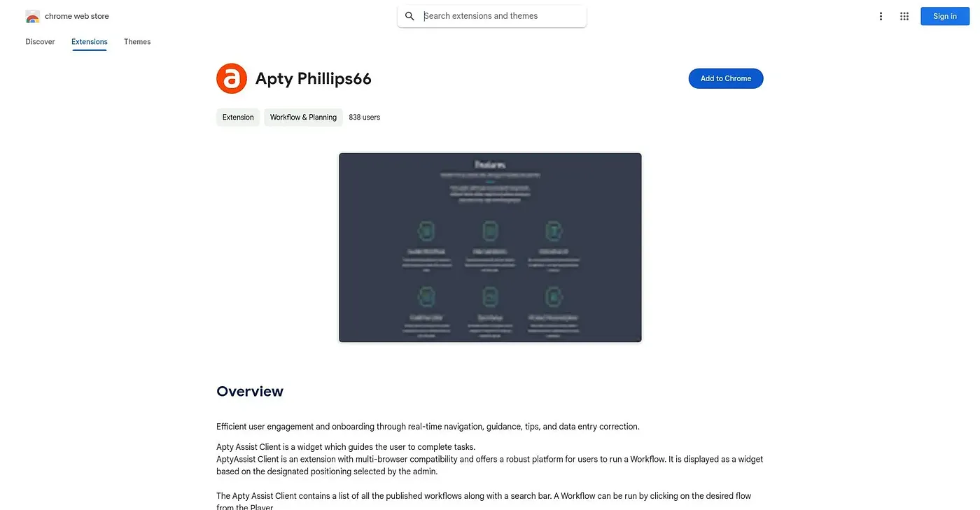 Screenshot of Apty Chrome Extension