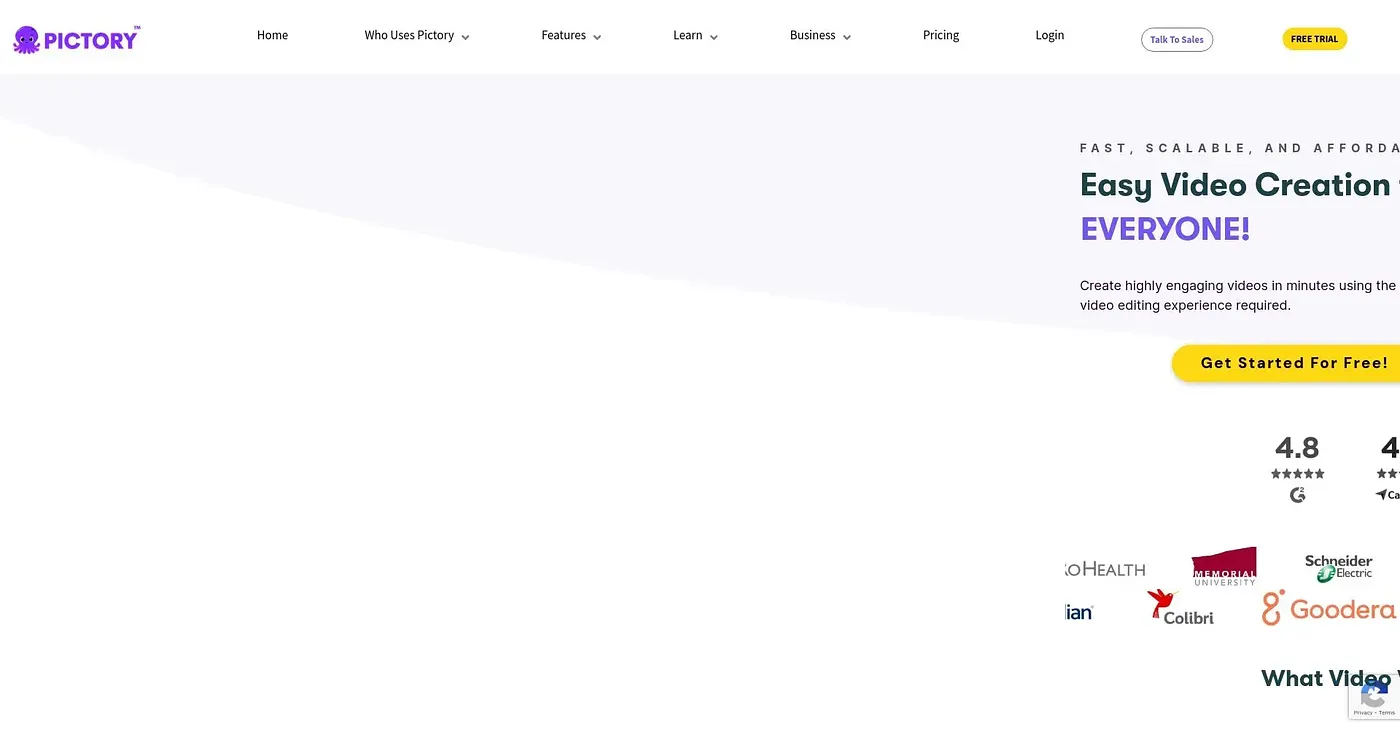 Screenshot of Pictory