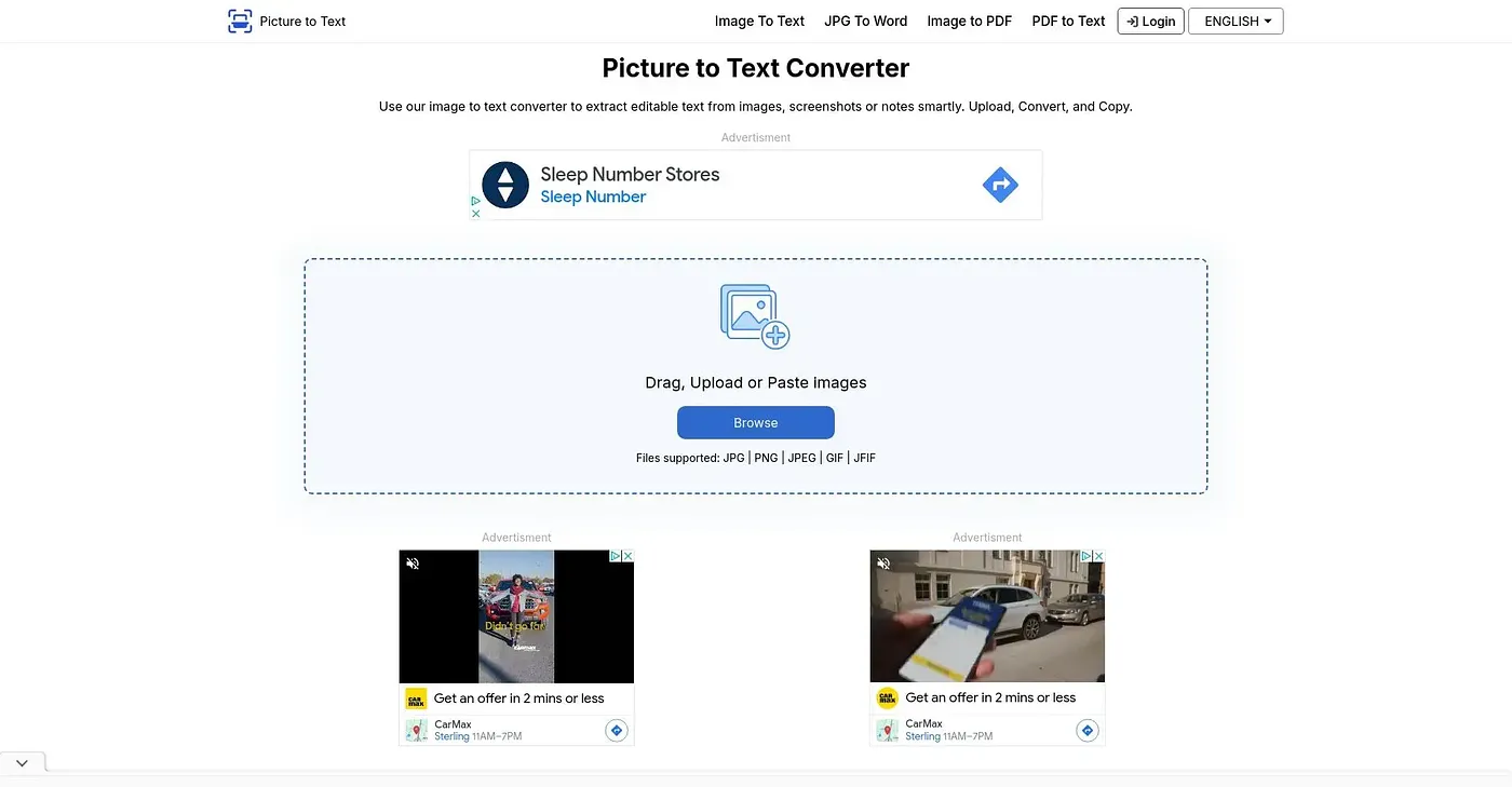 Screenshot of Picture To Text
