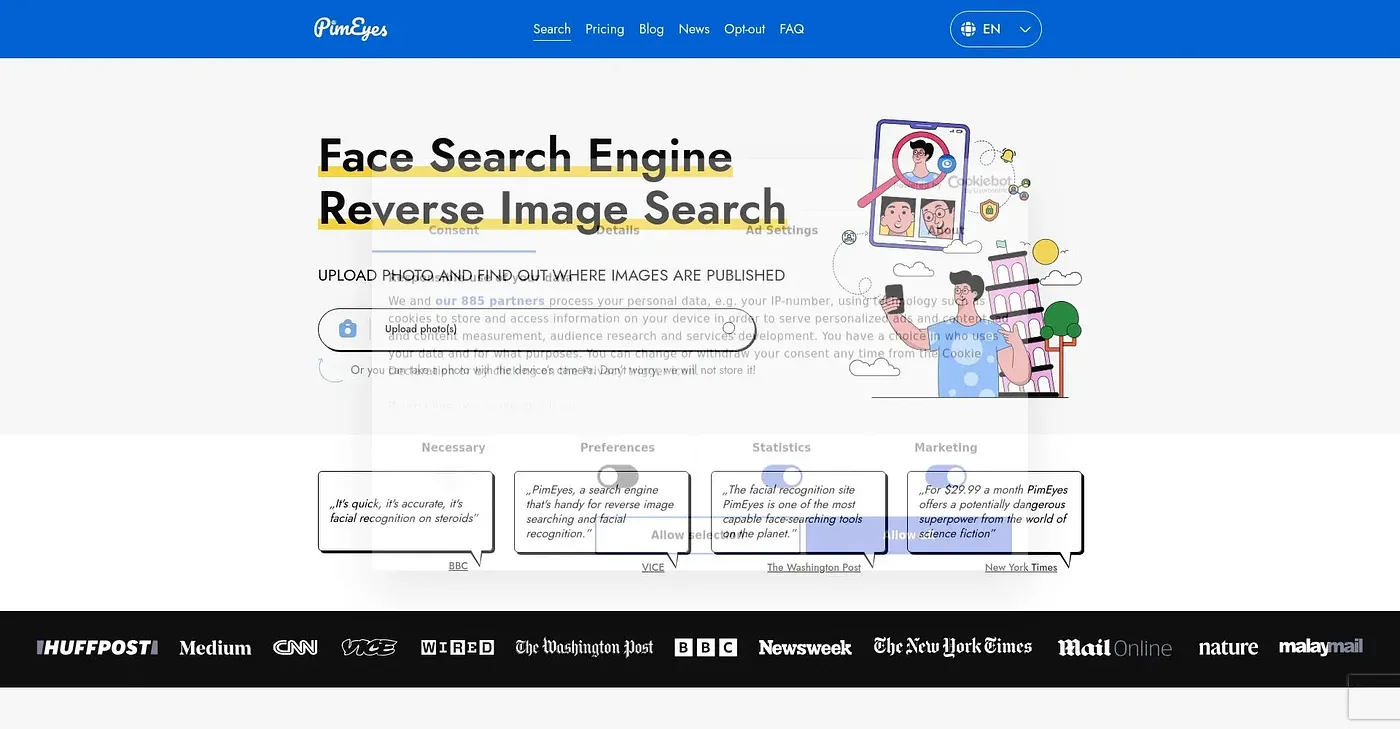 Screenshot of PimEyes