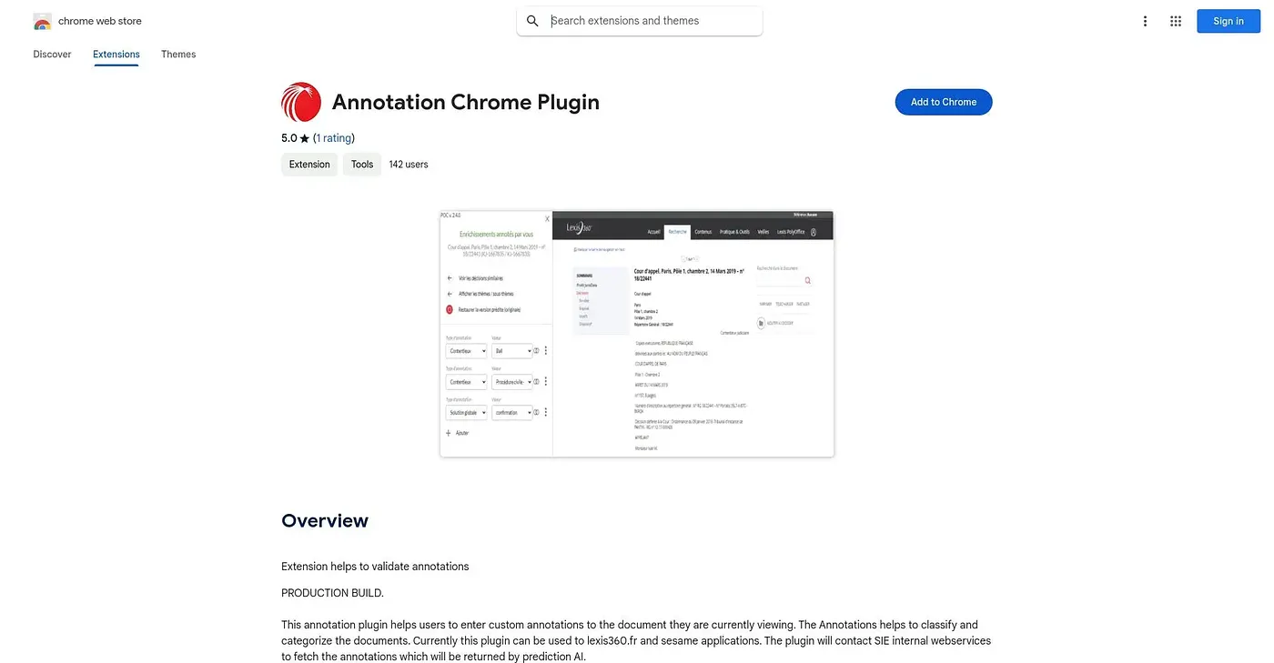Screenshot of Annotation Chrome Plugin Extension