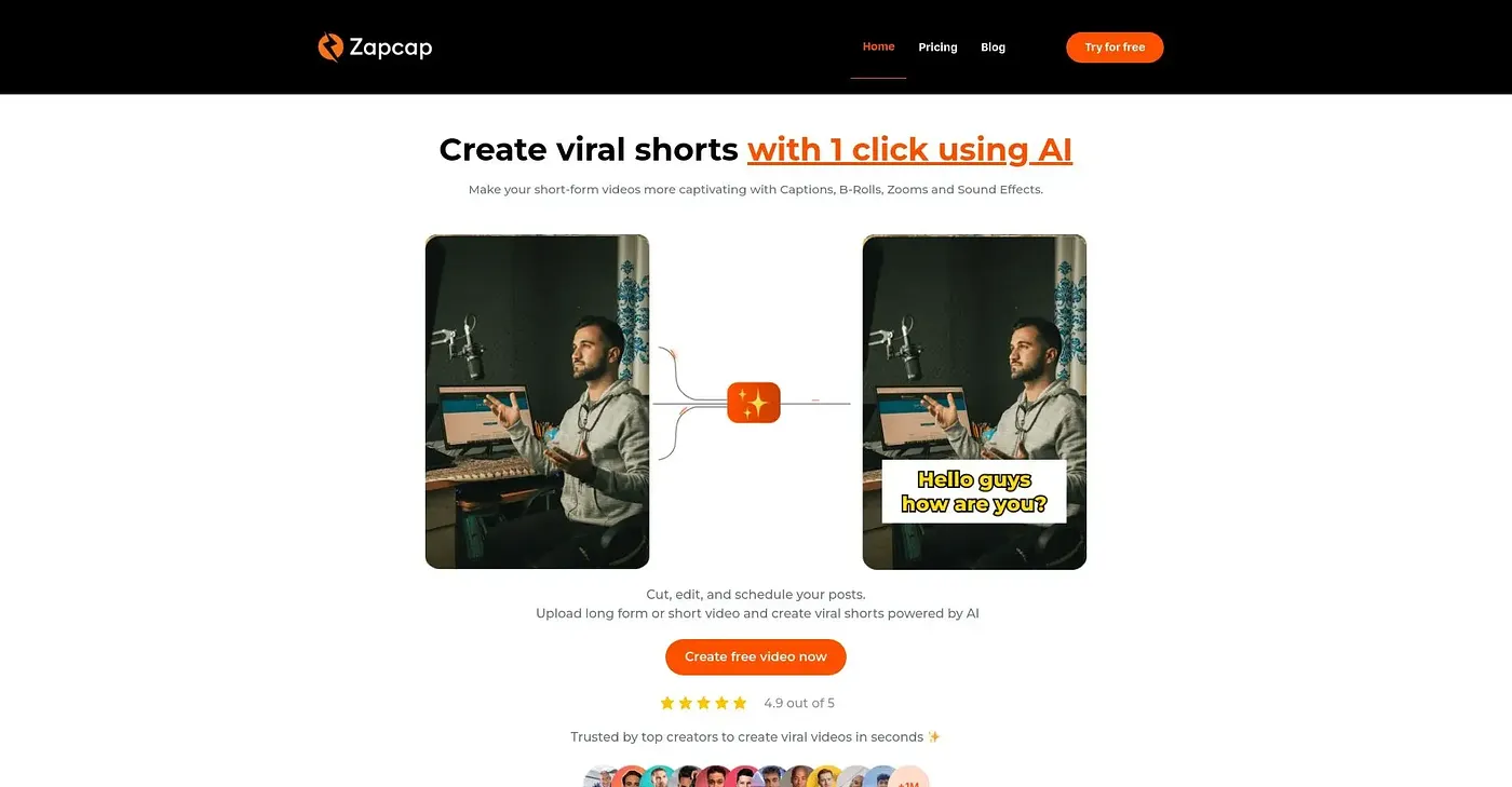 Screenshot of Zapcap AI