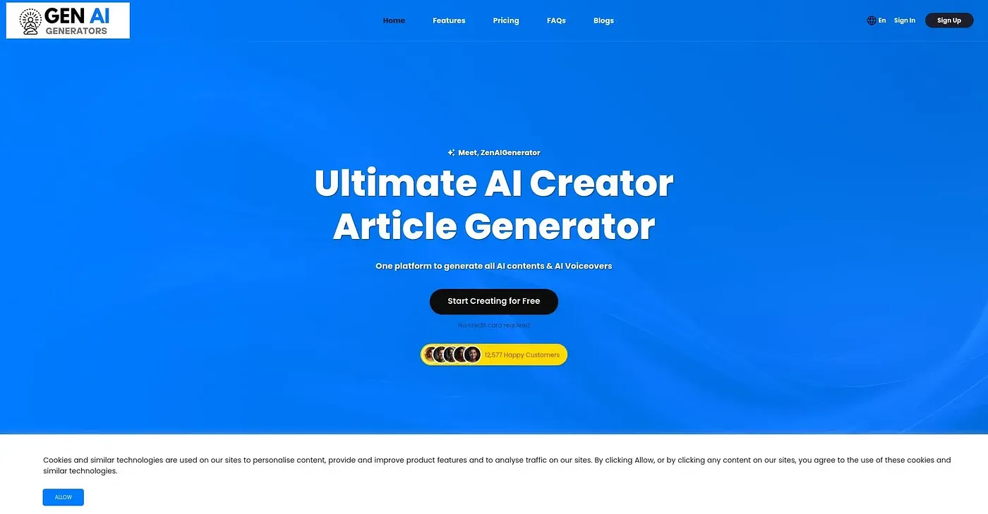 Screenshot of Zen AI Generator