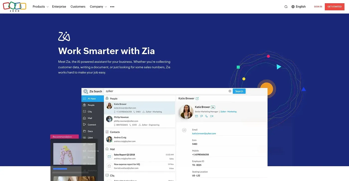 Screenshot of Zia