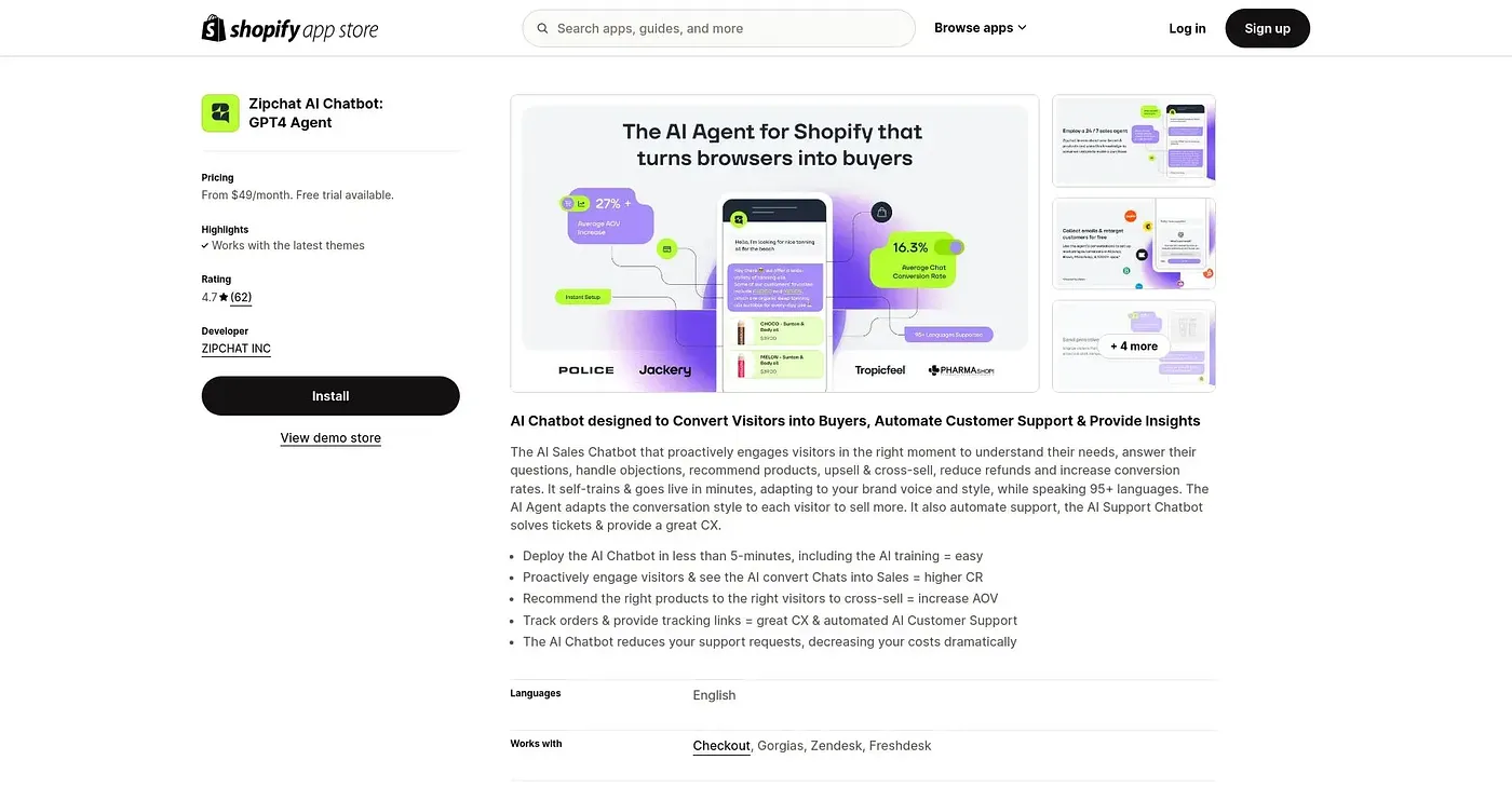 Screenshot of Zipchat