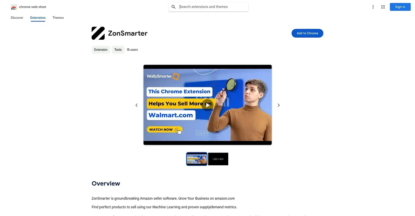 Screenshot of ZonSmarter Chrome Extension
