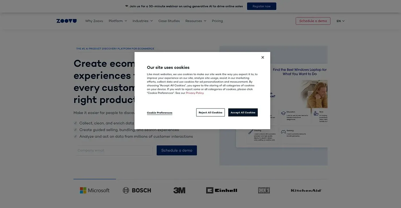 Screenshot of Zoovu