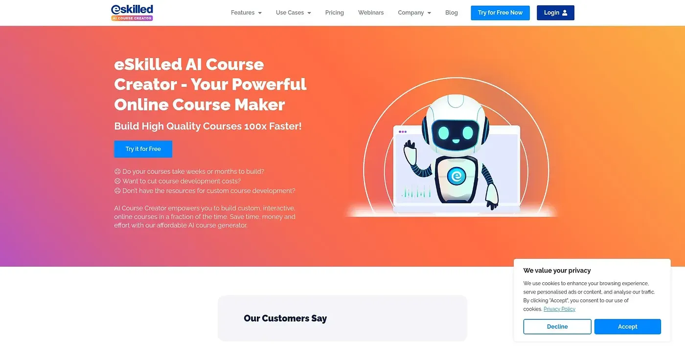 Screenshot of eSkilled AI Course Creator