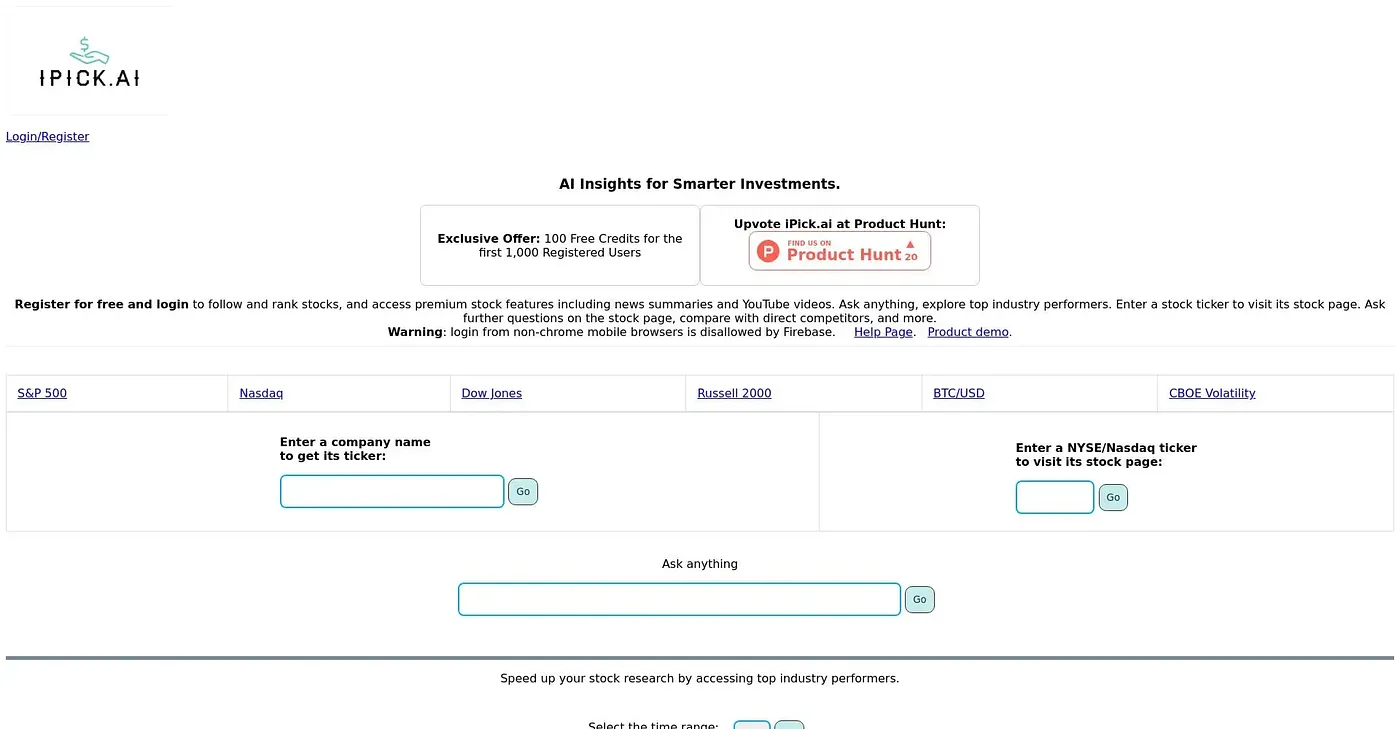 Screenshot of iPick AI