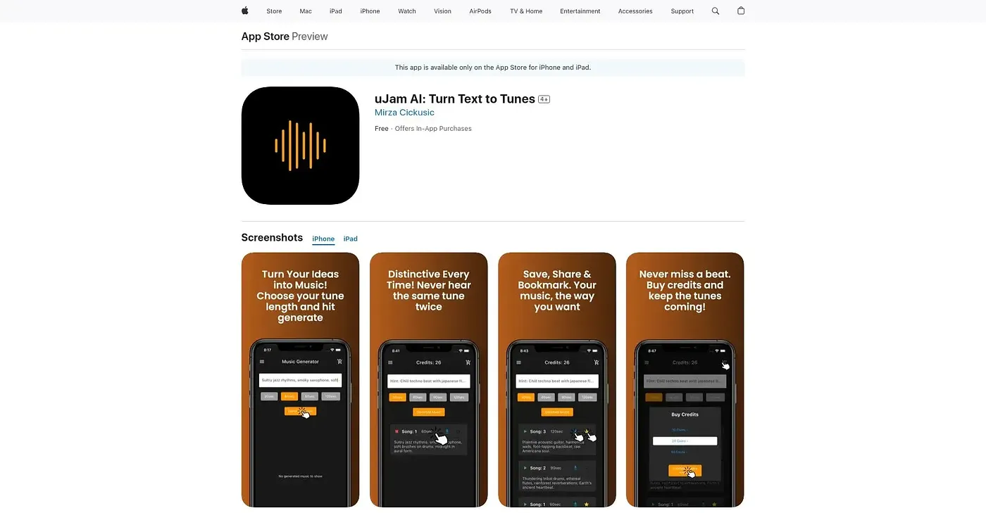 Screenshot of uJam AI