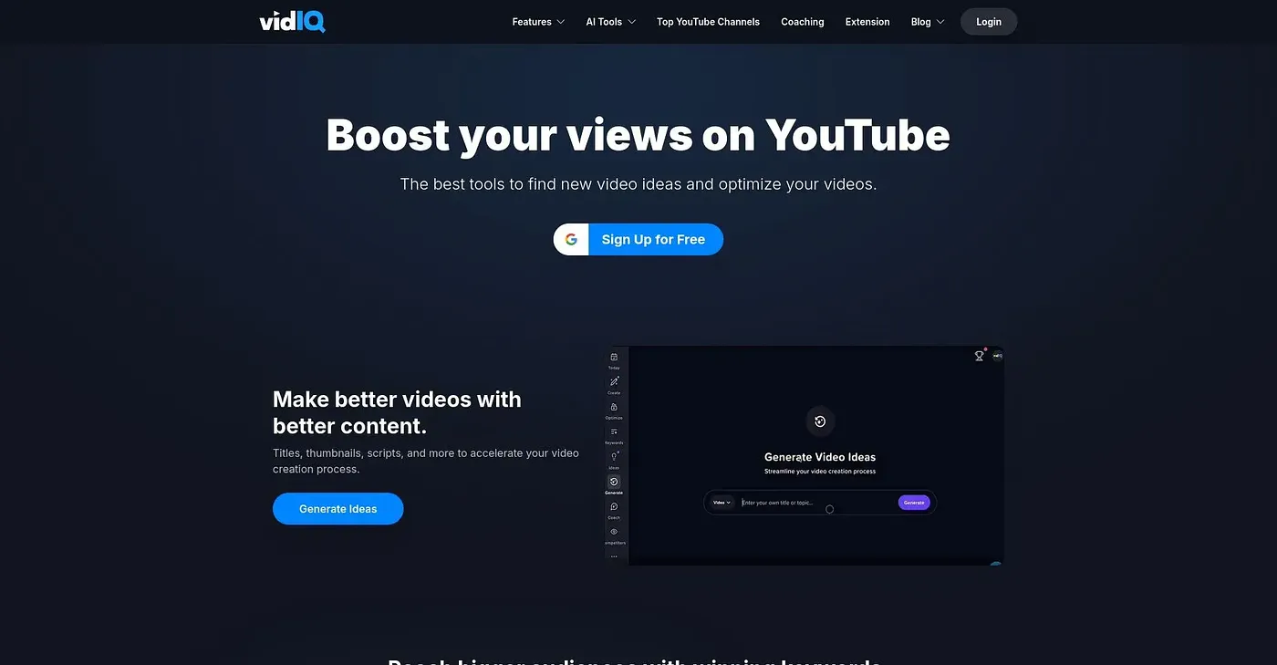 Screenshot of vidIQ