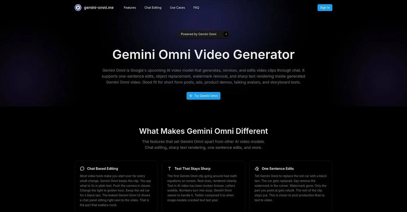 Screenshot of Gemini Omni