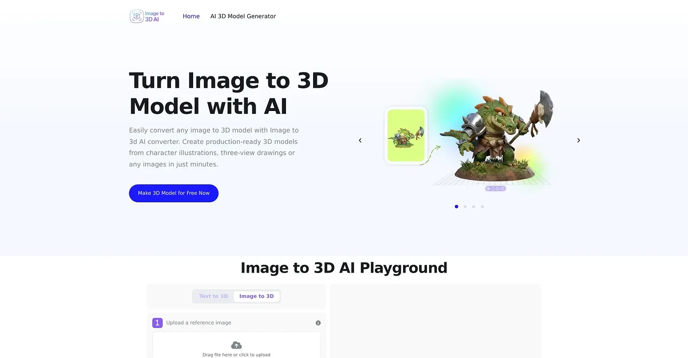 Screenshot of Image to 3D AI