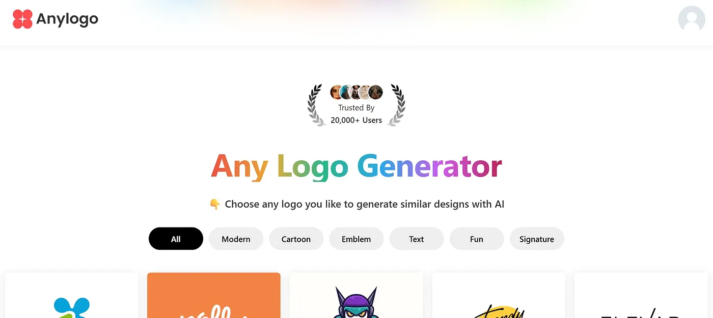 Screenshot of Anylogo AI