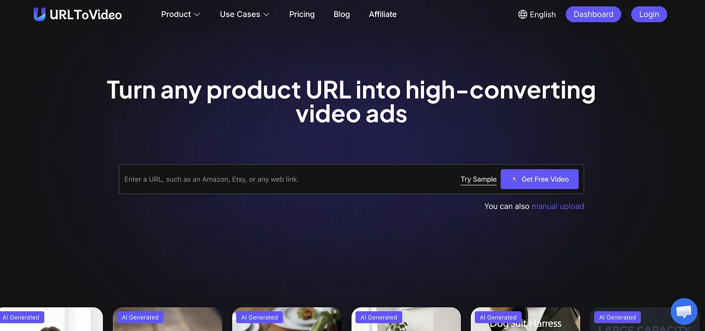 Screenshot of UrlToVideo AI