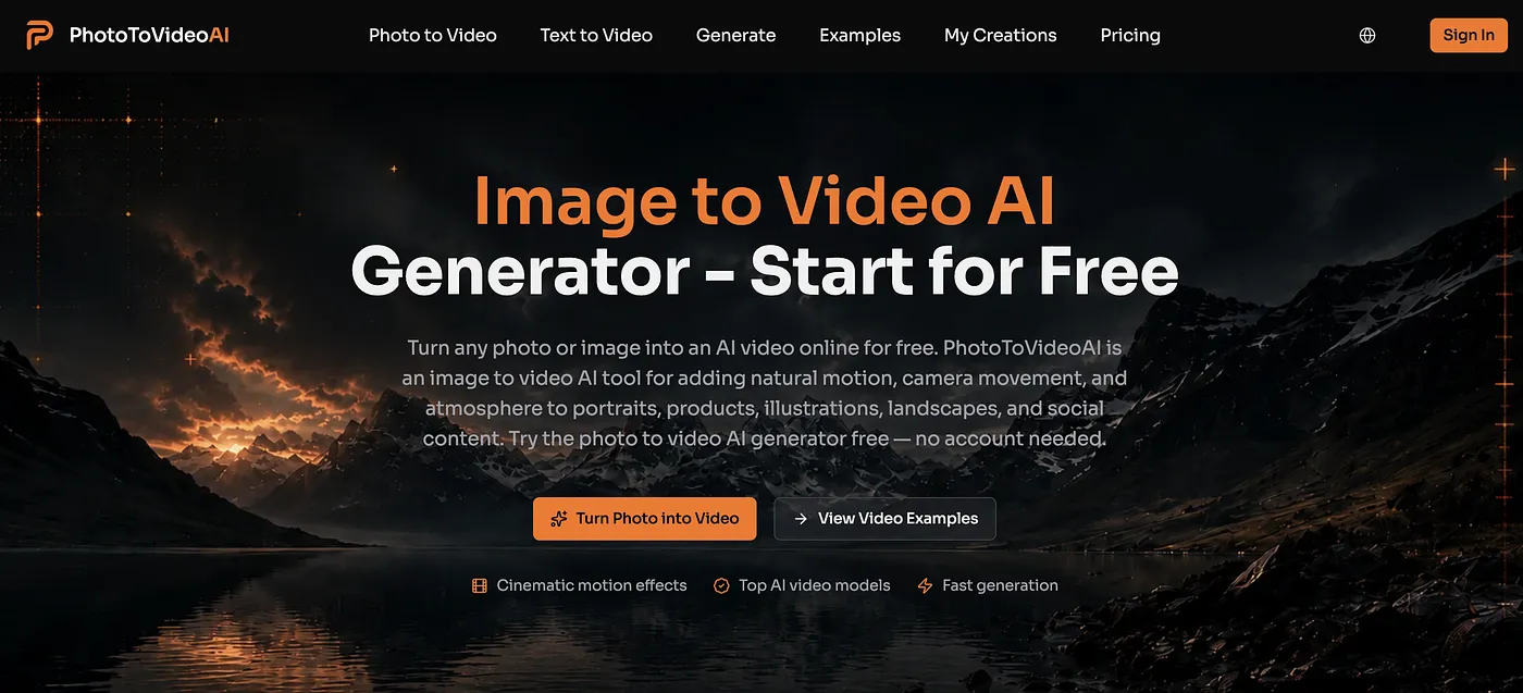 Screenshot of Photo to Video AI