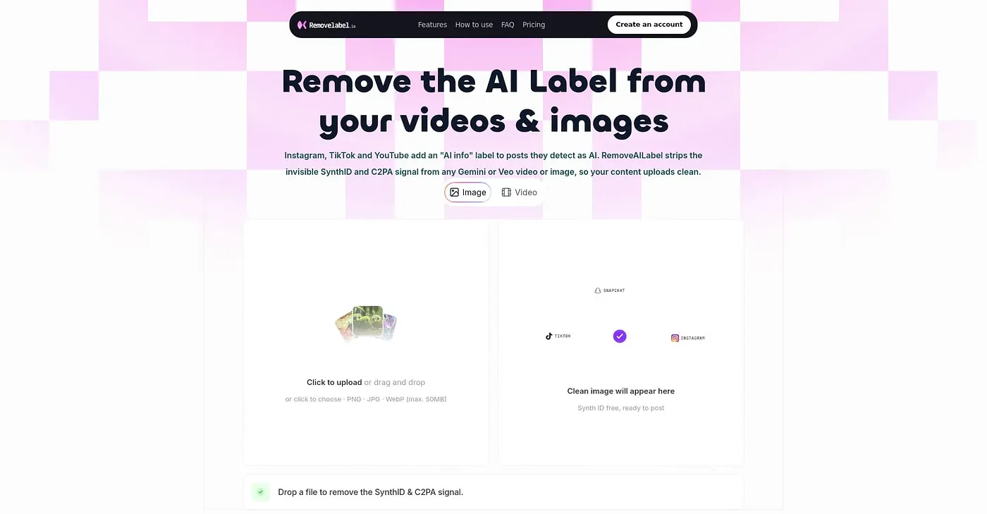 Screenshot of Remove AI Label