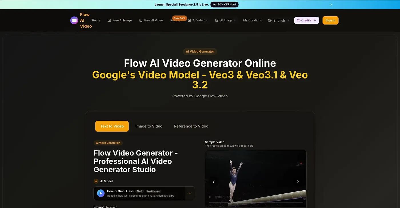 Screenshot of Flow AI Video