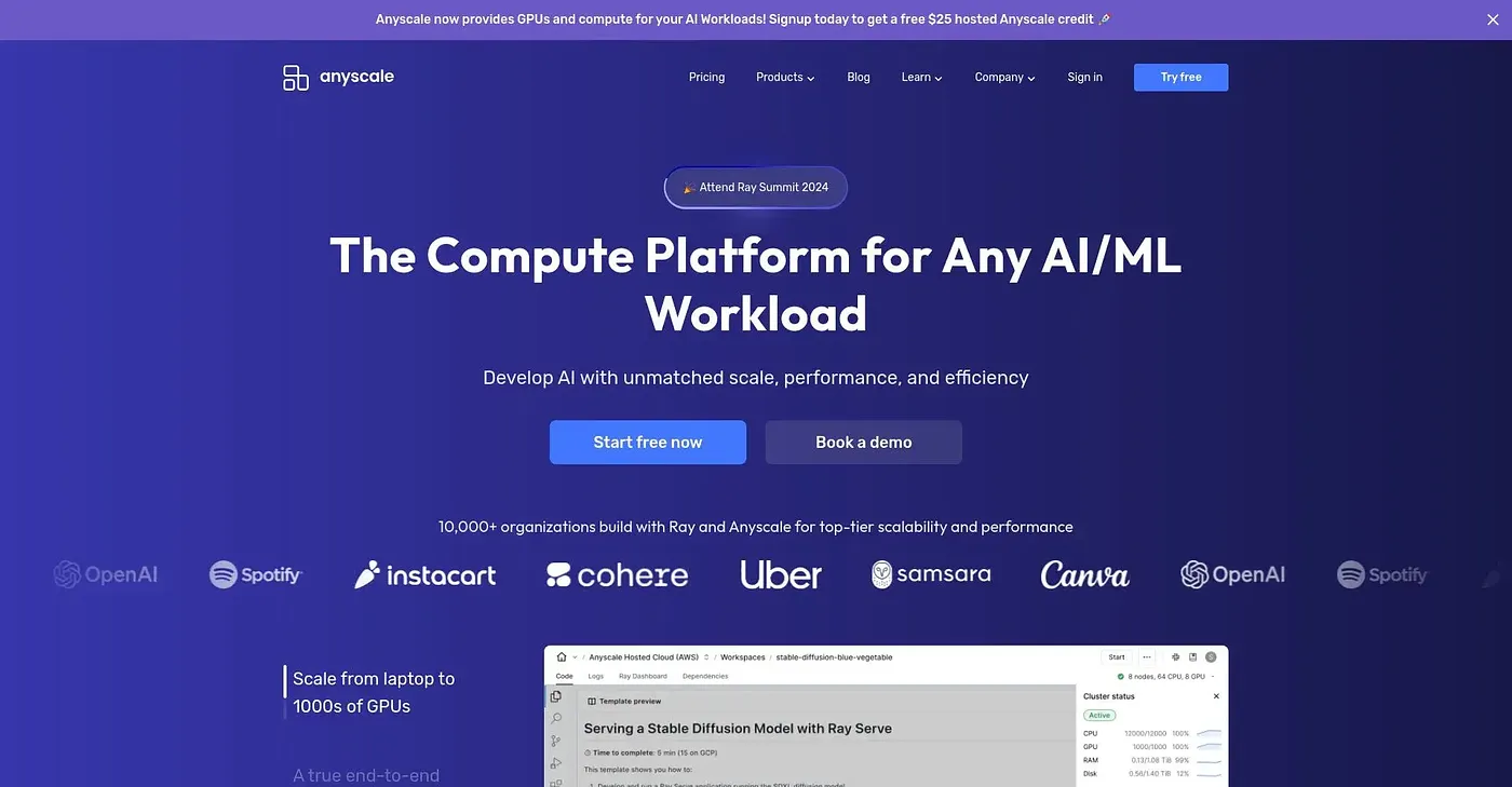 Screenshot of Anyscale