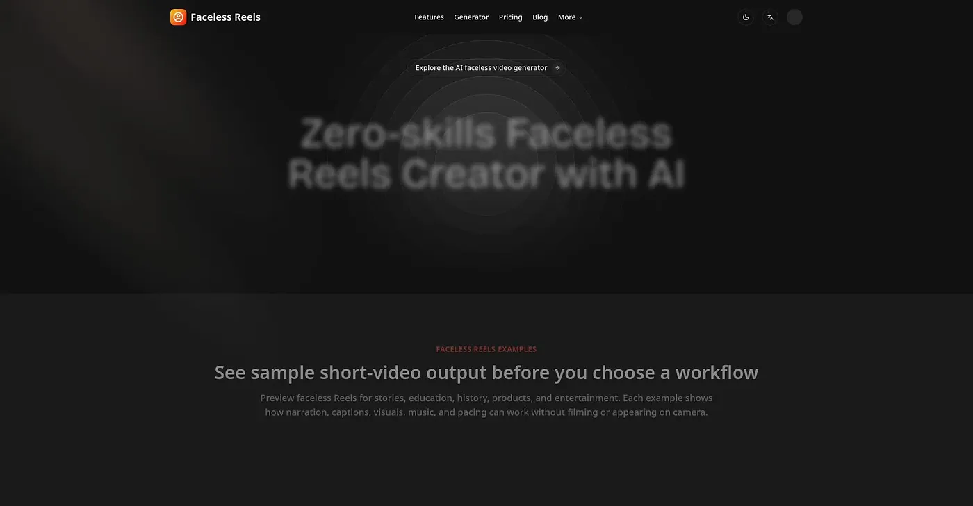 Screenshot of Faceless Reels