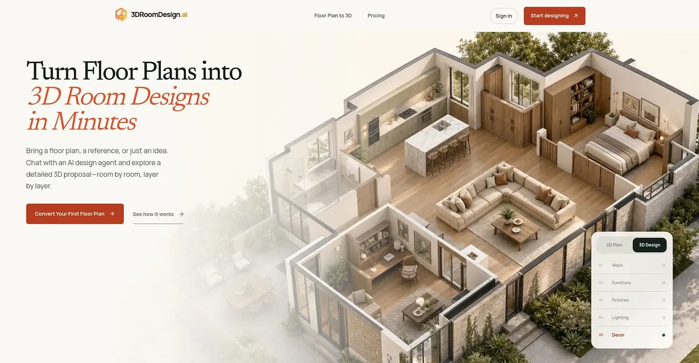 Screenshot of 3D Room Design AI