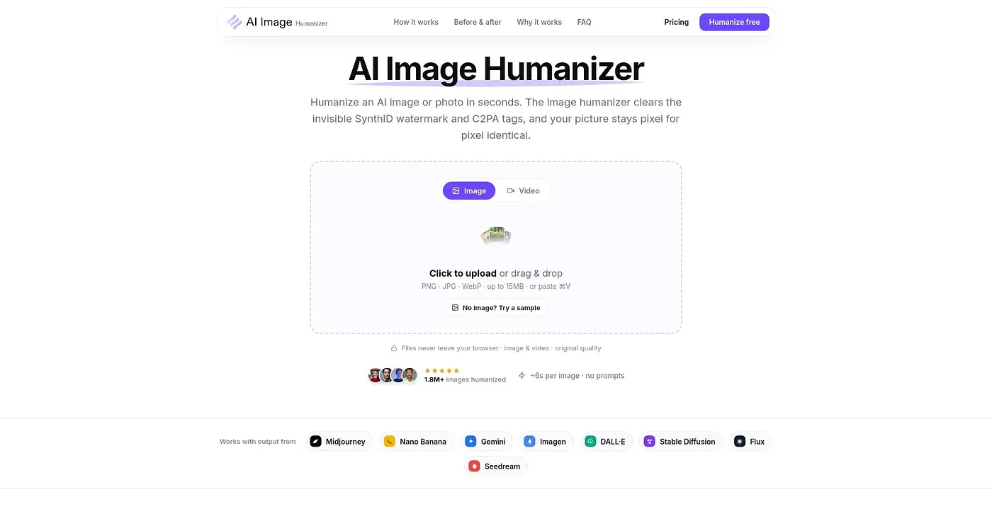 Screenshot of AI Image Humanizer