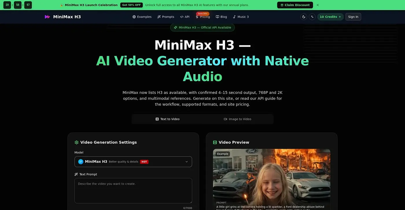 Screenshot of MiniMax H3