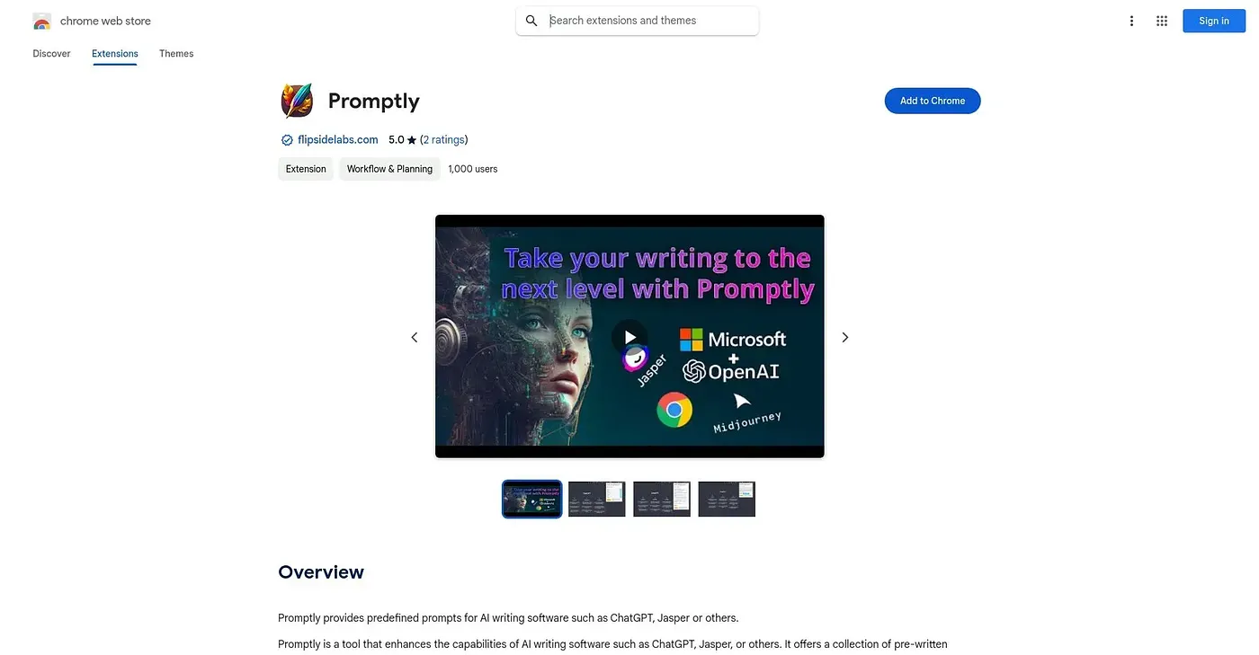 Screenshot of Promptly Chrome Extension