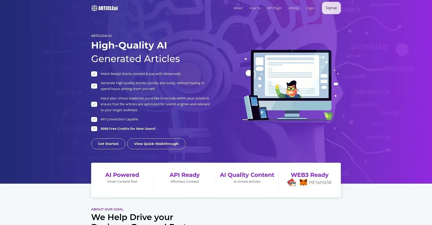 Screenshot of Article AI