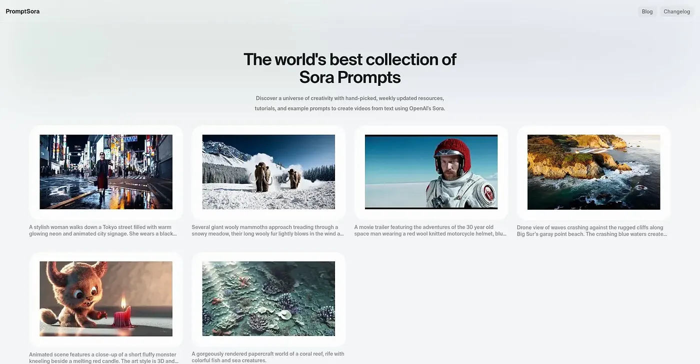 Screenshot of Promptsora