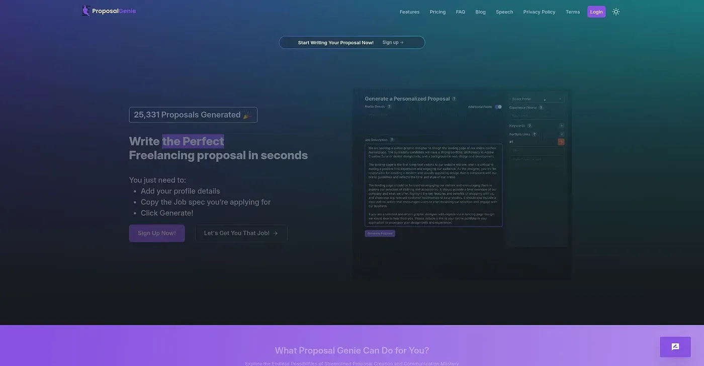 Screenshot of Proposal Genie AI