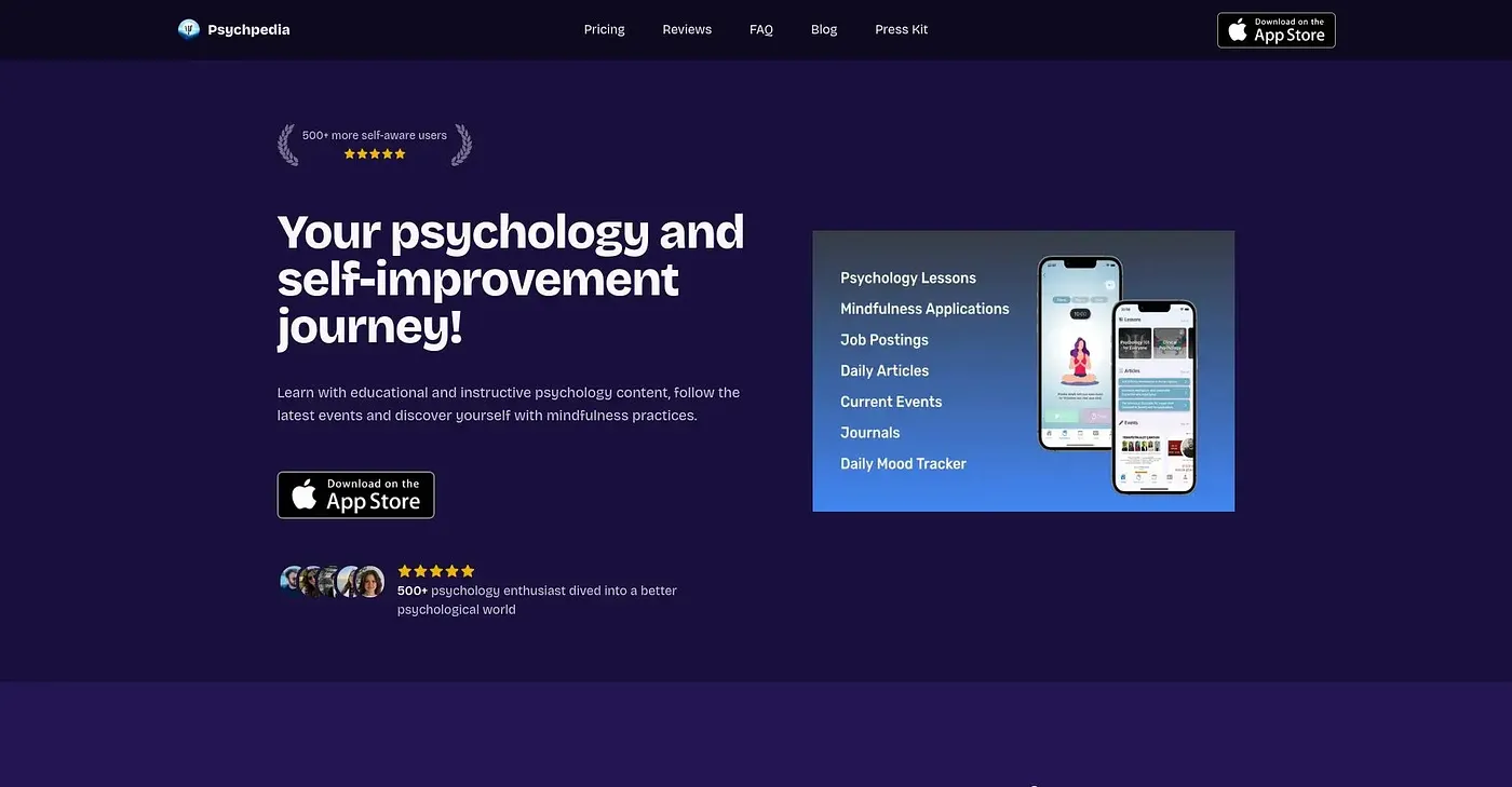 Screenshot of Psychpedia