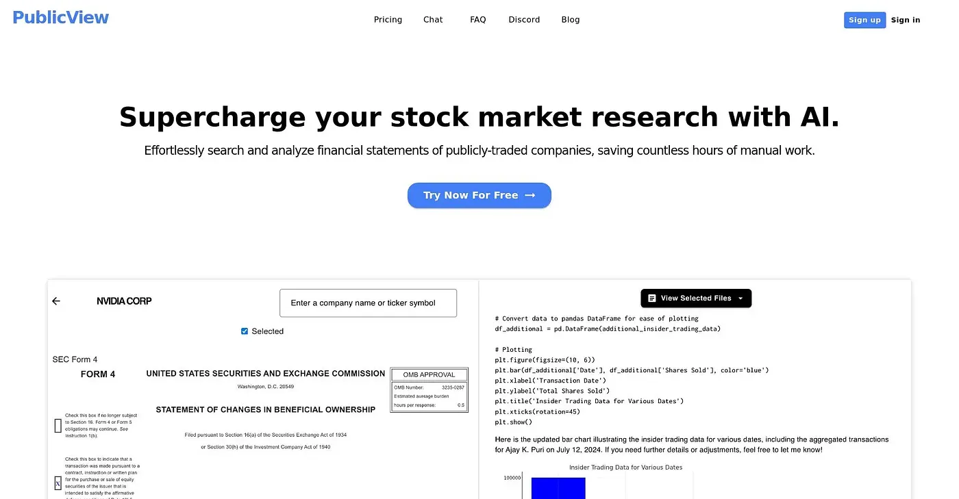 Screenshot of PublicView AI