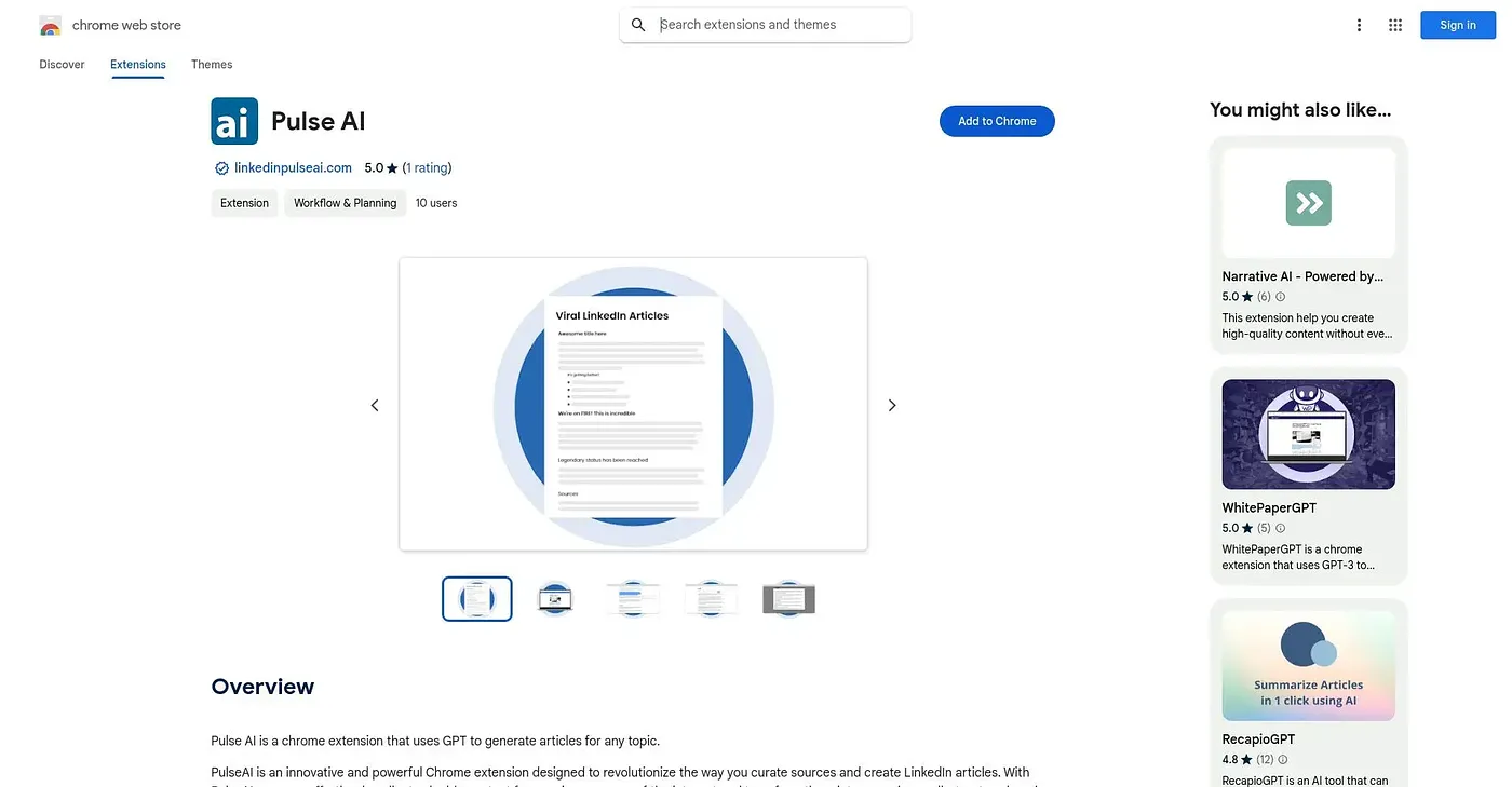 Screenshot of Pulse AI