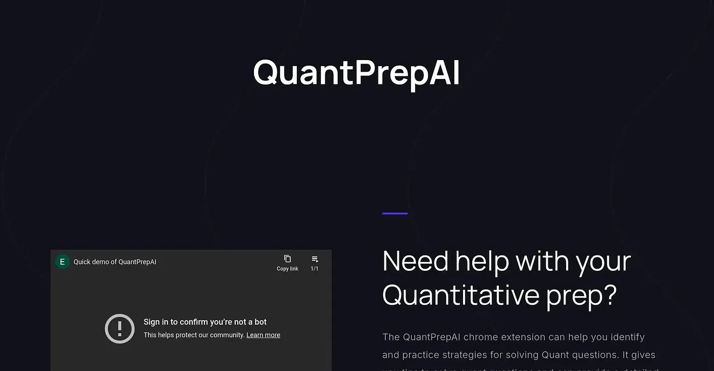 Screenshot of QuantPrepAI Extension