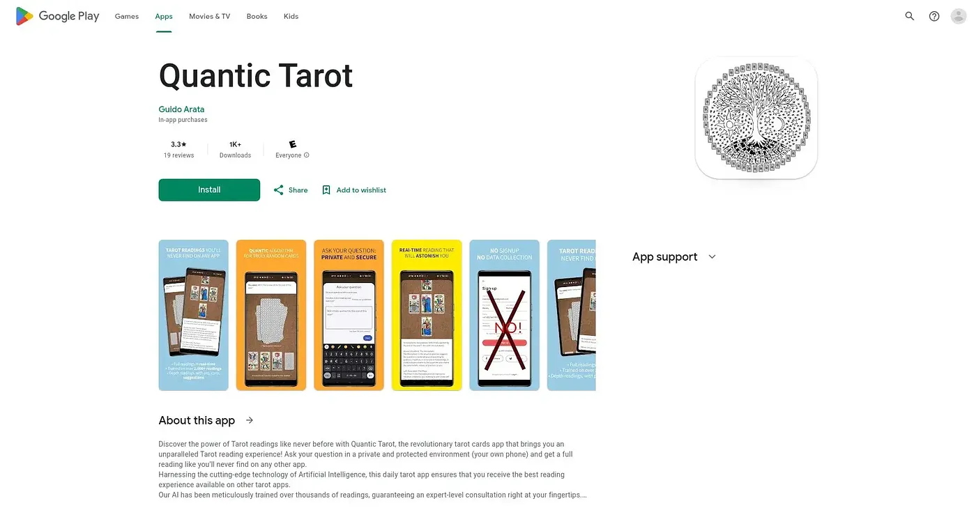 Screenshot of Quantum Tarot