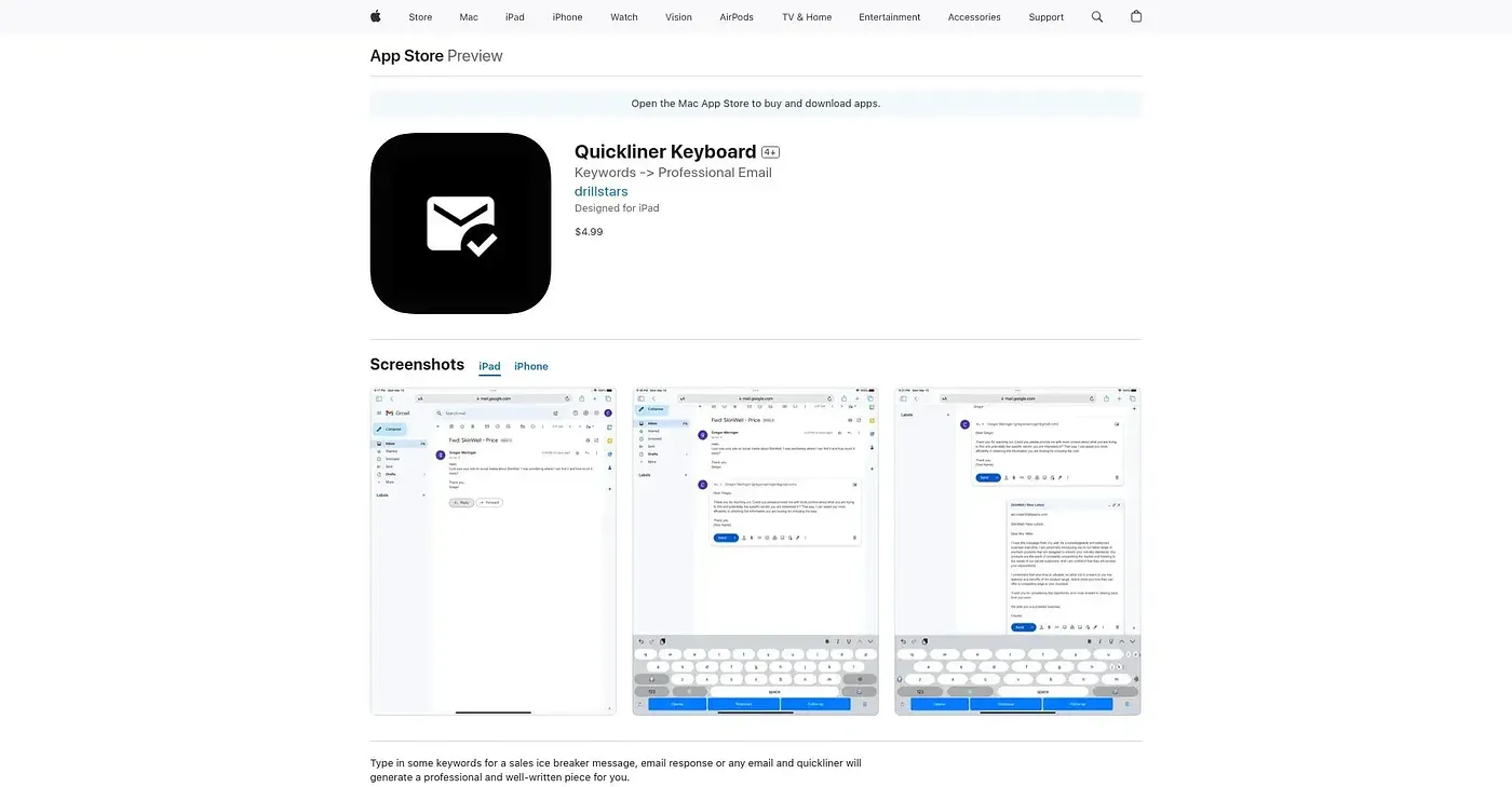 Screenshot of Quickliner Keyboard