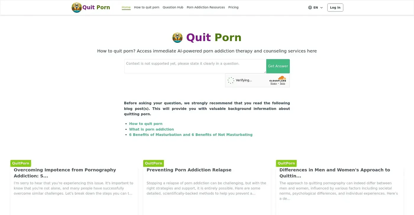 Screenshot of Quit Porn AI