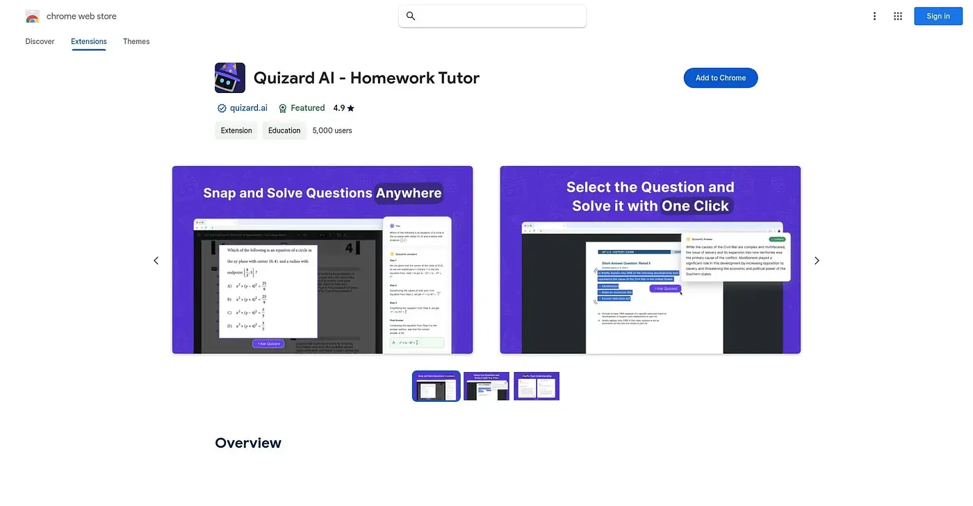 Screenshot of Quizard AI Chrome Extension