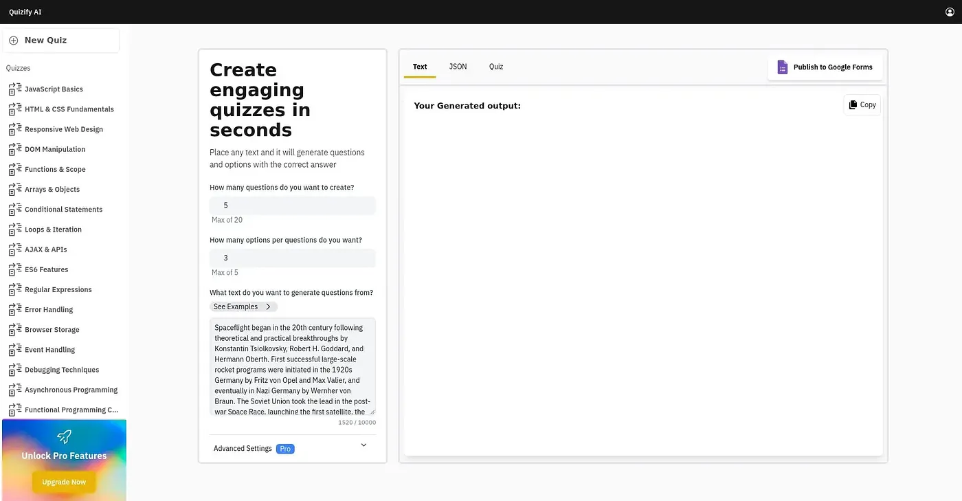 Screenshot of Quizify