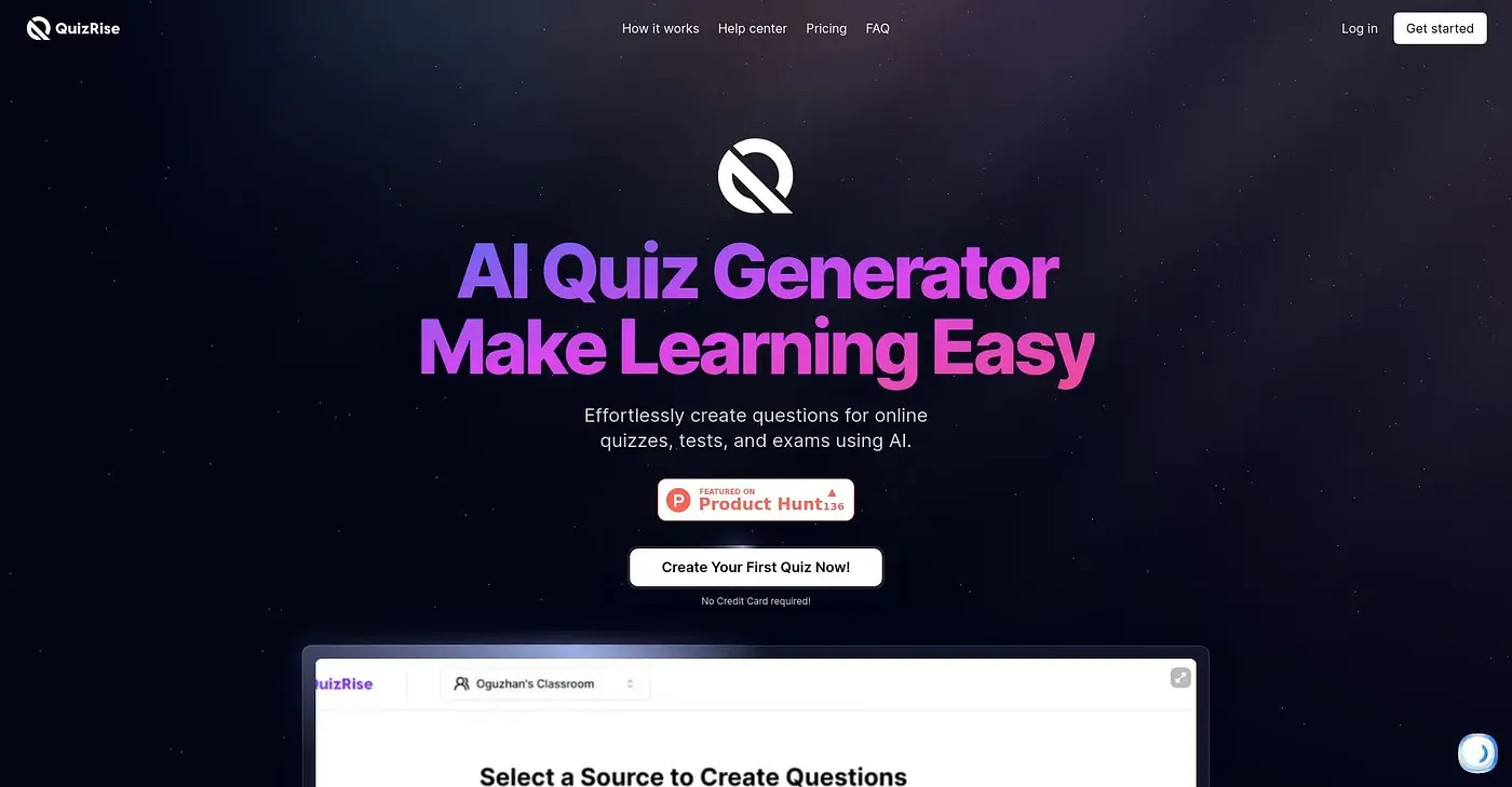 Screenshot of Quizrise