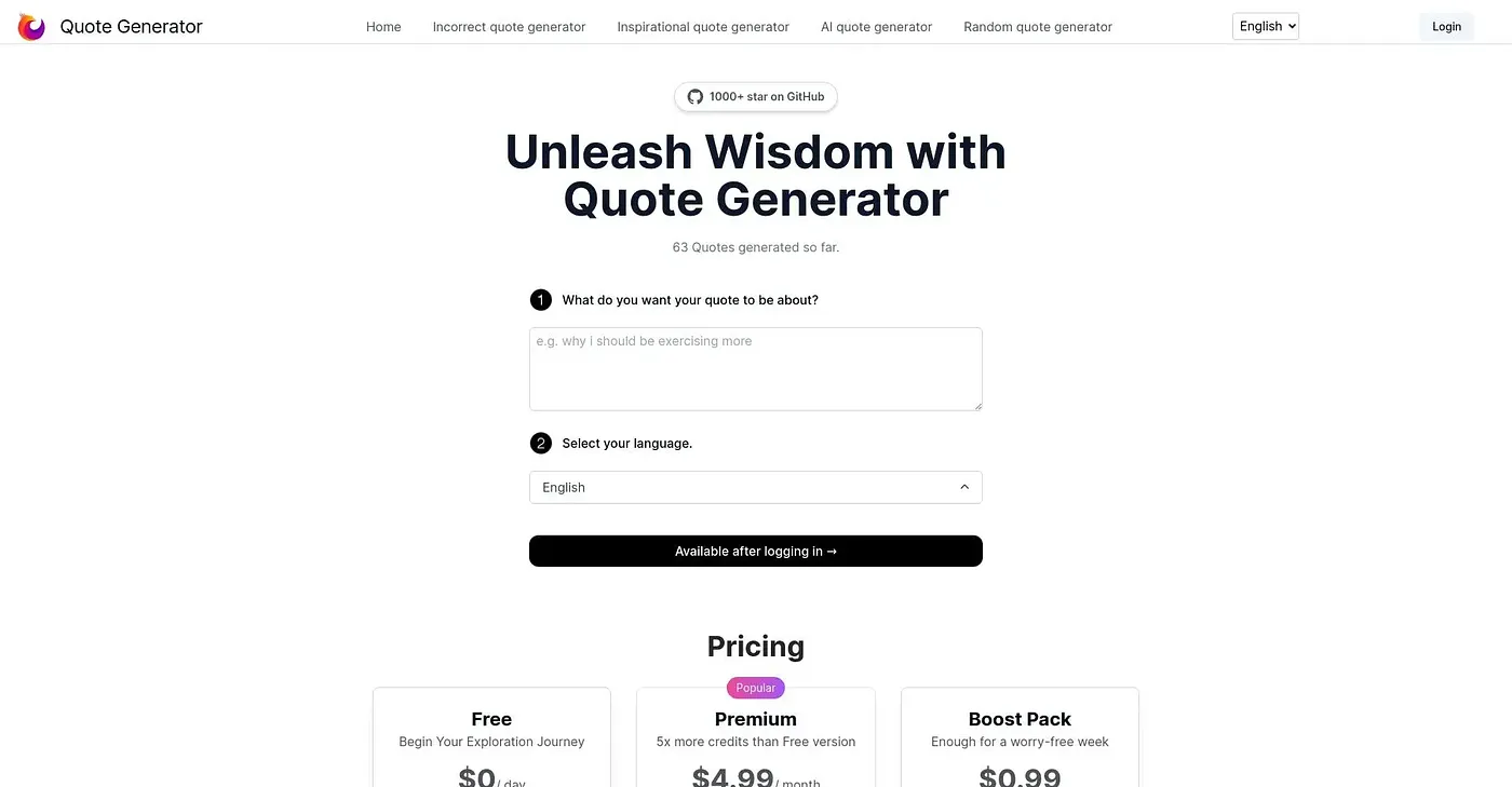 Screenshot of Quote Generator