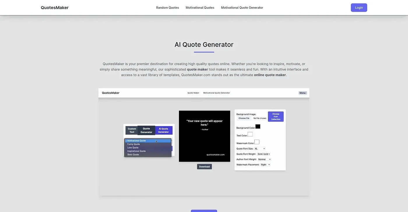 Screenshot of Quotes Maker
