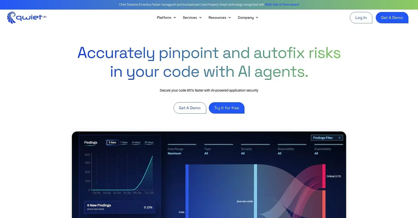 Screenshot of Qwiet AI